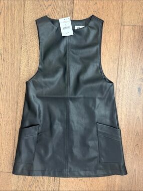 **NWT** CottonOn kids Faux Leather Sleeveless  Dress - Black